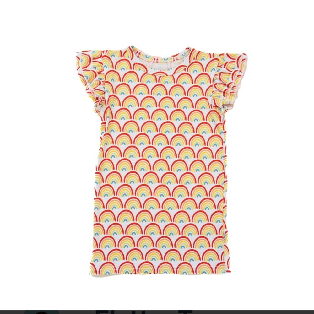 LITTLE SLEEPIES Play rainbow flutter sleeve tee